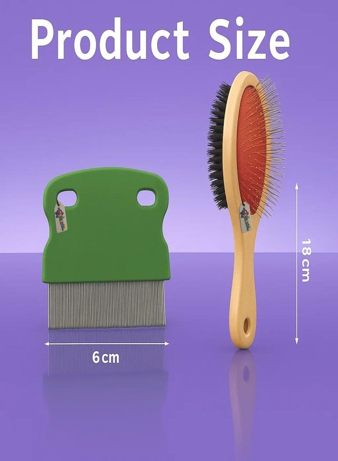 ويستيرن إرا مجموعة العناية بالحيوانات الأليفة من ويسترن إيرا 2 في 1 للكلاب والقطط | فرشاة خشبية بشعيرات مزدوجة الجوانب لإزالة الشعر الزائد | مشط يدوي للبراغيث بدبابيس معدنية للحيوانات الأليفة | أداة لإزالة القراد والبراغيث (عشوائية) - Image 3